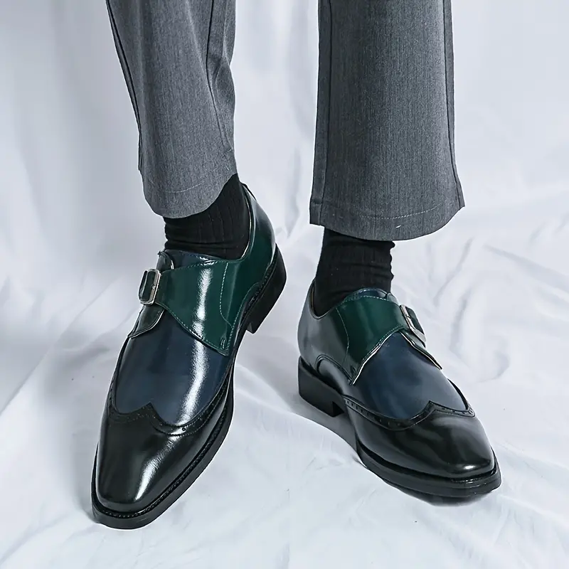 wing tip monk strap loafers plus size men s breathable slip details 7