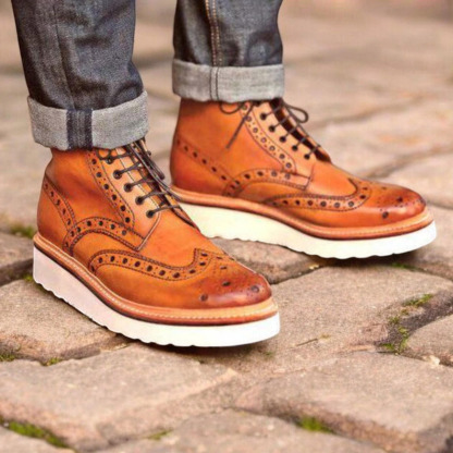 Handmade Men's Wing Tip Oxford Shoes | Light Brown Suede Shoe | Dress Leather Shoes | Elegant Designer Casual Shoes