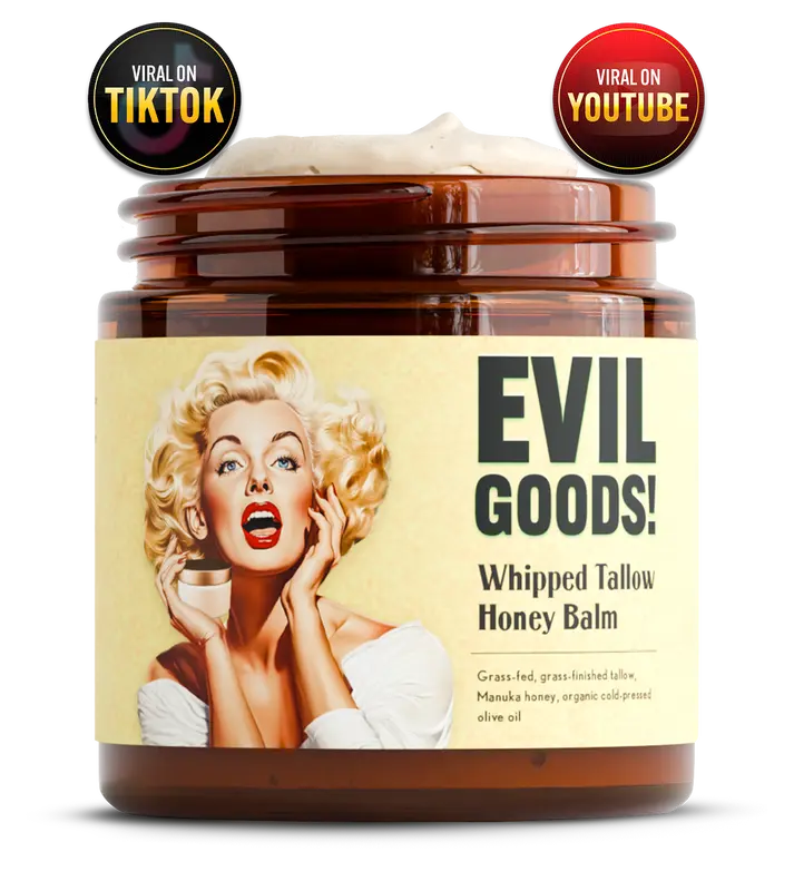EVIL GOODS! Whipped Beef Tallow & Manuka Honey Organic Nourishing Face Cream Moisturizer Body Lotion Skin Care Lip Balm Hydrating Moisturizing 100% Natural Ingredients - Oil