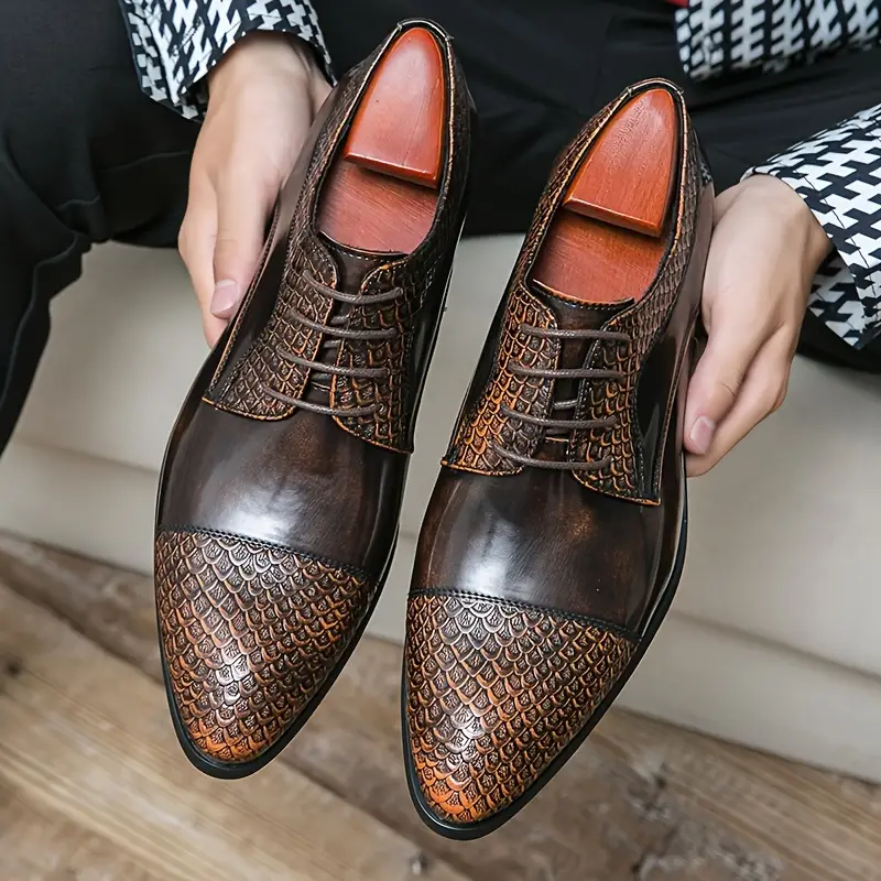 plain toe derby shoes men s solid colour comfy non slip details 9