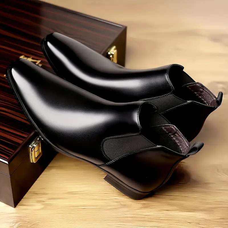 pointed toe chelsea boots men s trendy anti skid high top 1