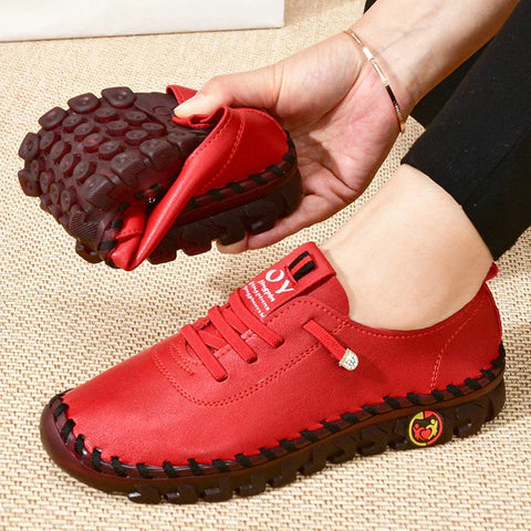 Red ergonomic and comfortable shoes for women