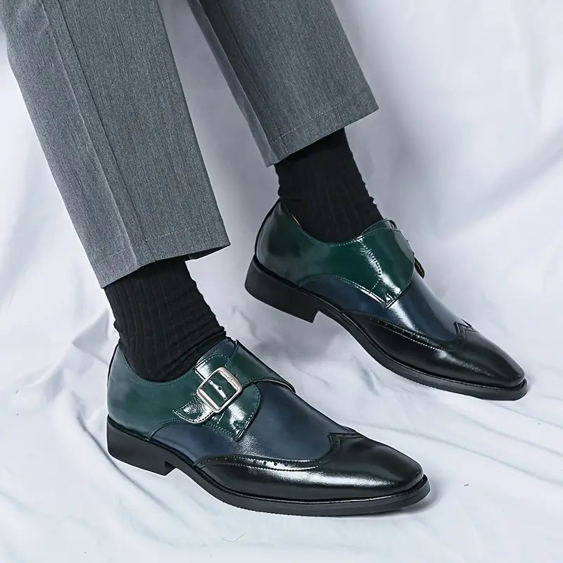 wing tip monk strap loafers plus size men s breathable slip details 3