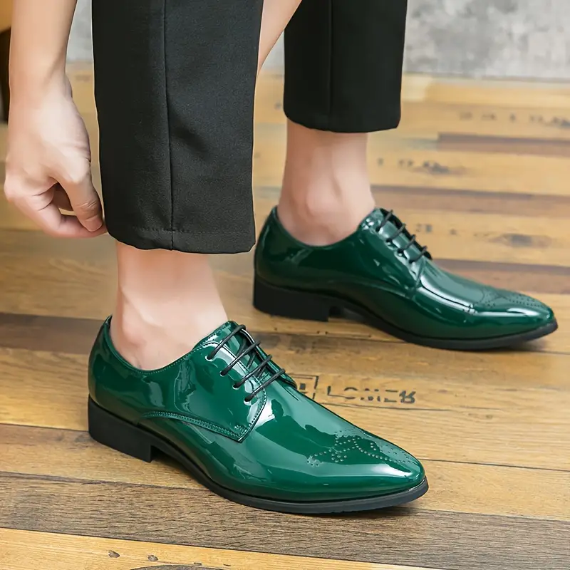 Mens Formal Dress Pointed Toe Brogue Shoes Breathable Anti Skid Lace Up Derby Shoes For Business Office Wedding Party Spring Summer And Autumn Men s Shoes Temu details 2