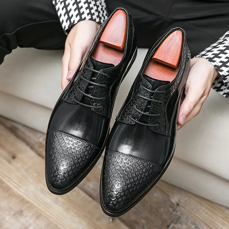 plain toe derby shoes men s solid colour comfy non slip details 4