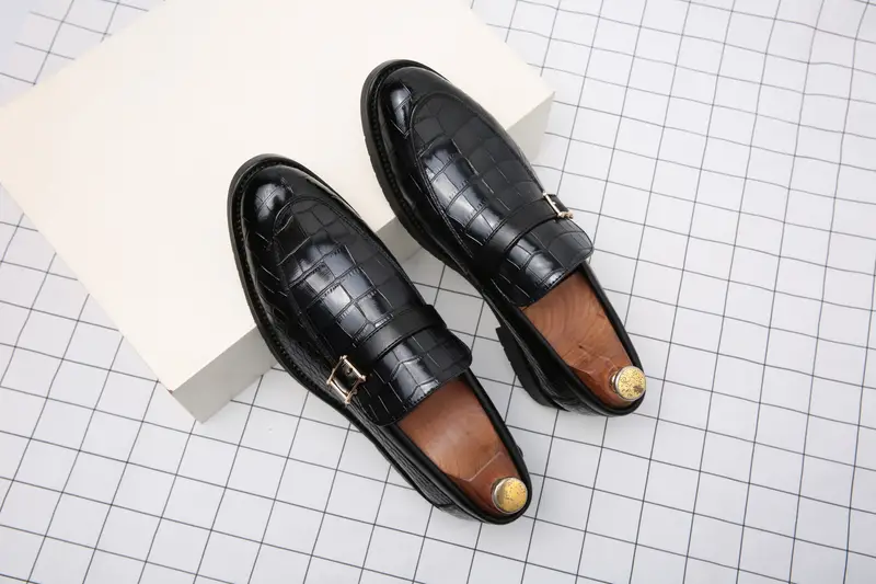 slip bit loafer shoes men s crocodile print pointed toe details 1