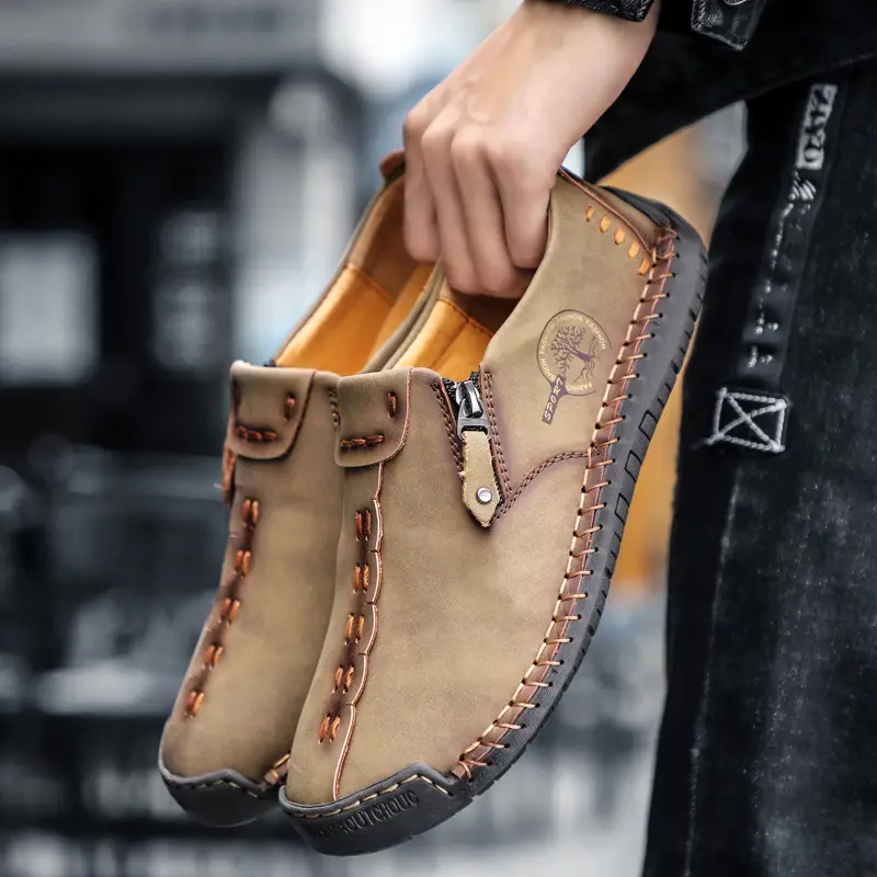handmade loafer shoes men s vintage lightweight breathable details 13
