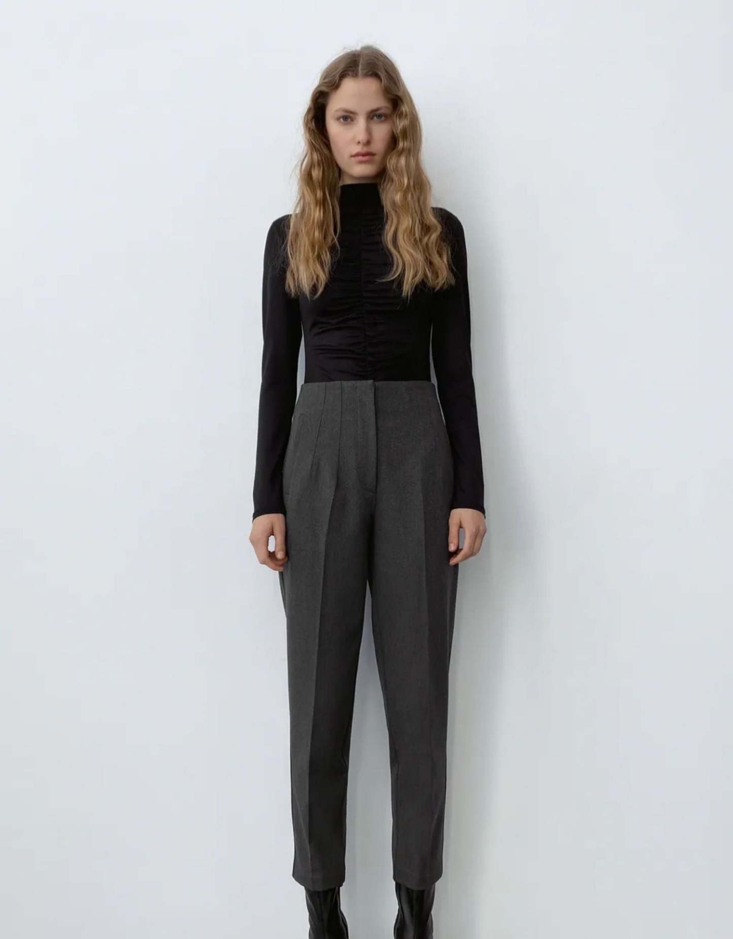 Tailored Pleat High Waist Pants