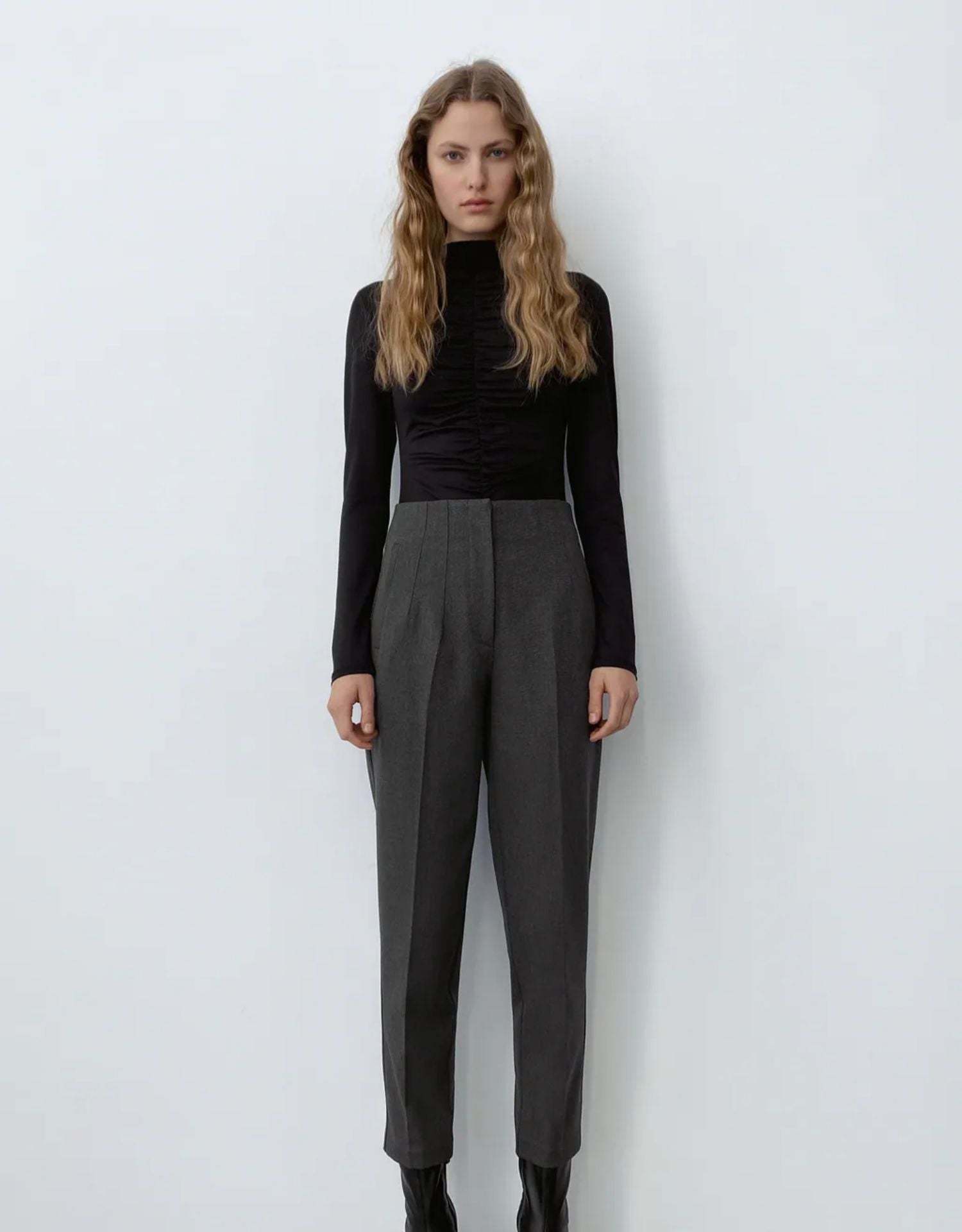 Tailored Pleat High Waist Pants
