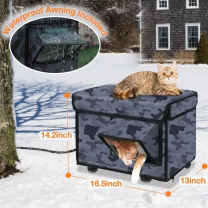 2-Door Lift-Top Elevated Insulated Outdoor Cat House