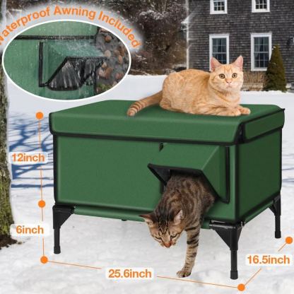 2-Door Lift-Top Elevated Insulated Outdoor Cat House