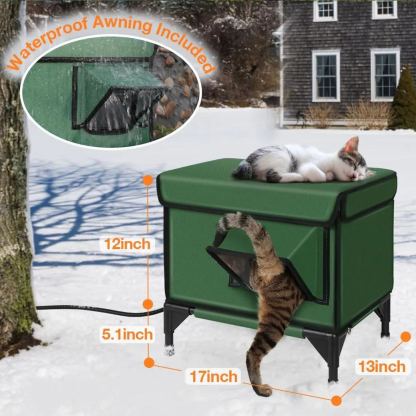 2-Door Lift-Top Elevated Insulated Outdoor Cat House