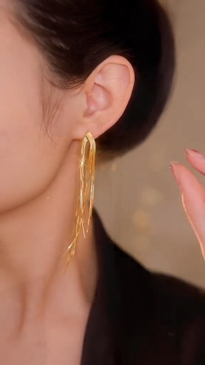 Star tassel earrings with diamonds