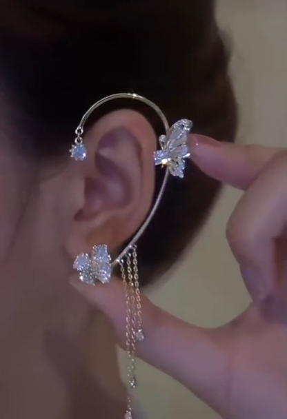Star tassel earrings with diamonds