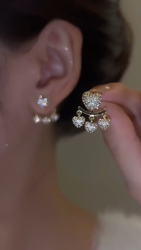 Star tassel earrings with diamonds