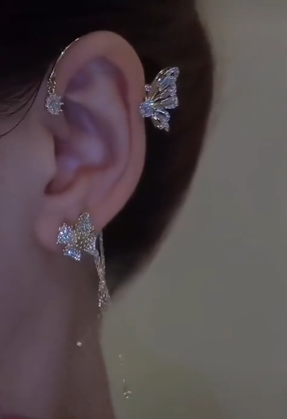 Star tassel earrings with diamonds