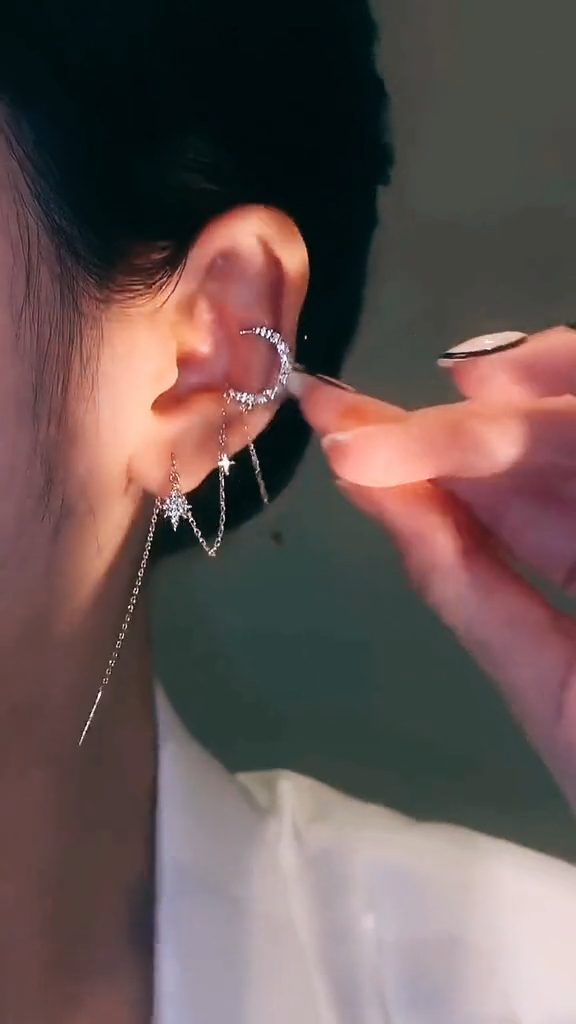 Star tassel earrings with diamonds