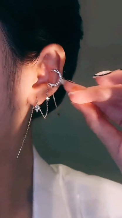 Star tassel earrings with diamonds