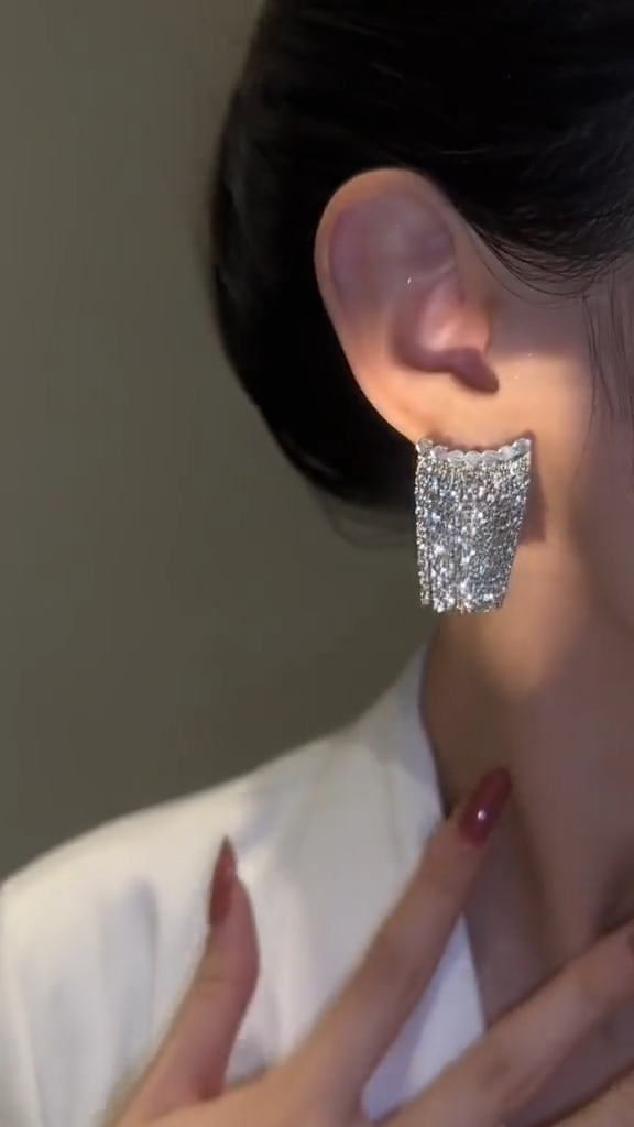 Star tassel earrings with diamonds