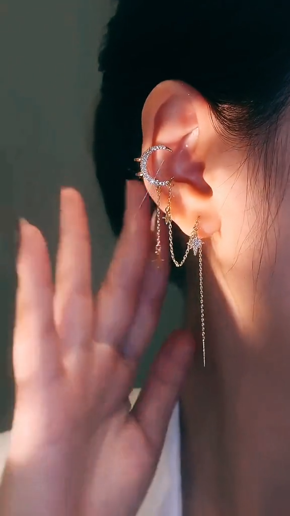 Star tassel earrings with diamonds