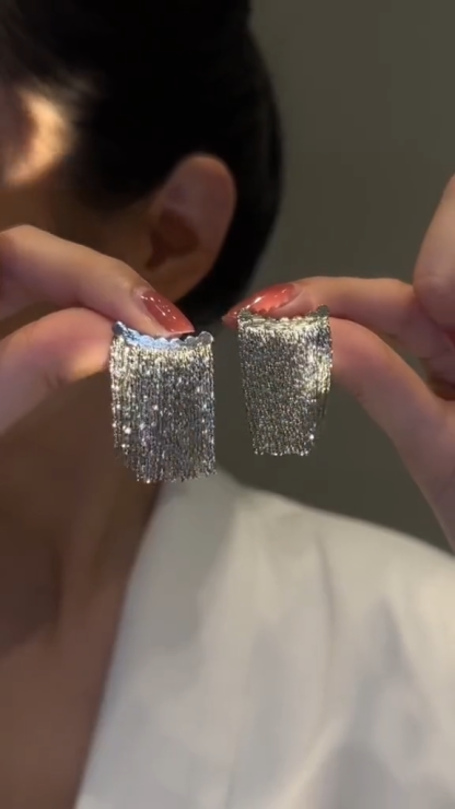 Star tassel earrings with diamonds