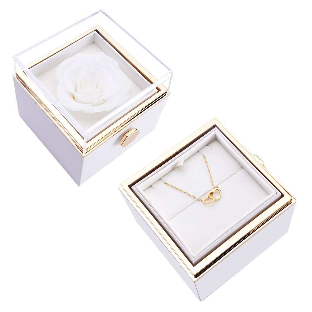 Eternal Rose Box - W/ Engraved Necklace & Real Rose.