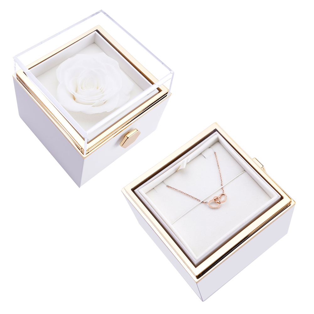 Eternal Rose Box - W/ Engraved Necklace & Real Rose.