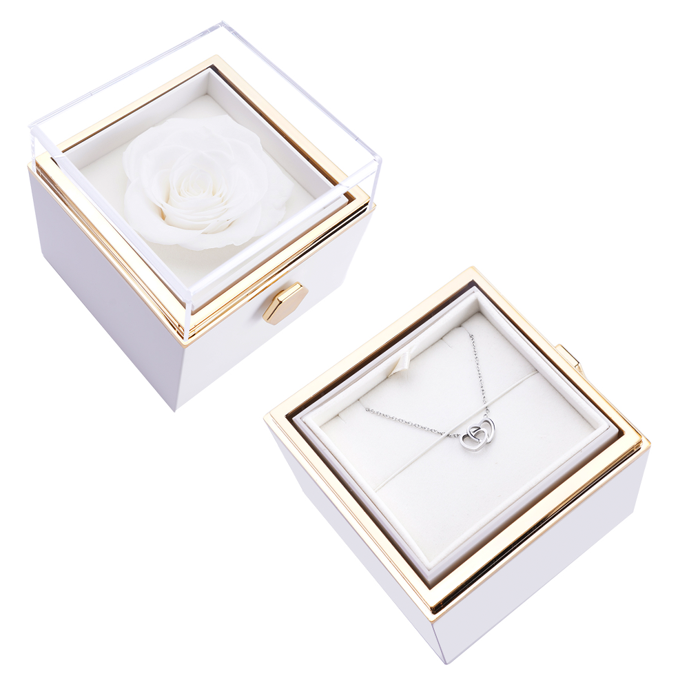 Eternal Rose Box - W/ Engraved Necklace & Real Rose.