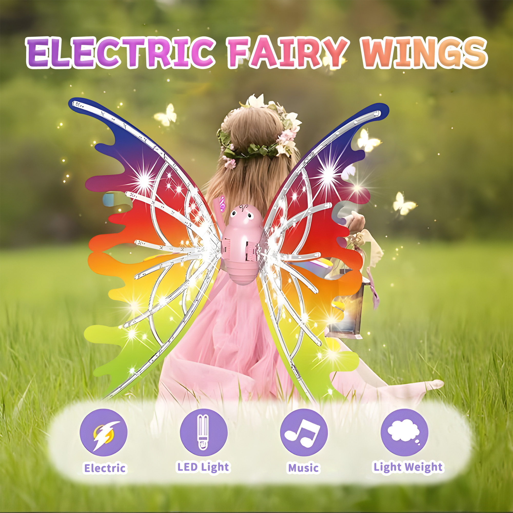 Electric Fairy Butterfly Wings with LED Lights and Music