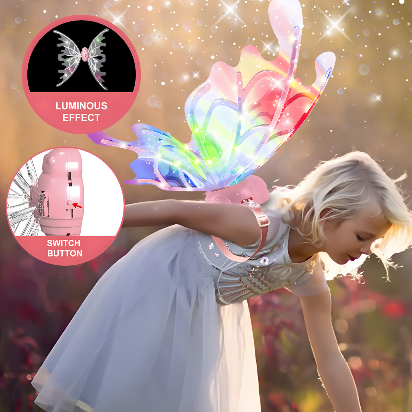 Electric Fairy Butterfly Wings with LED Lights and Music