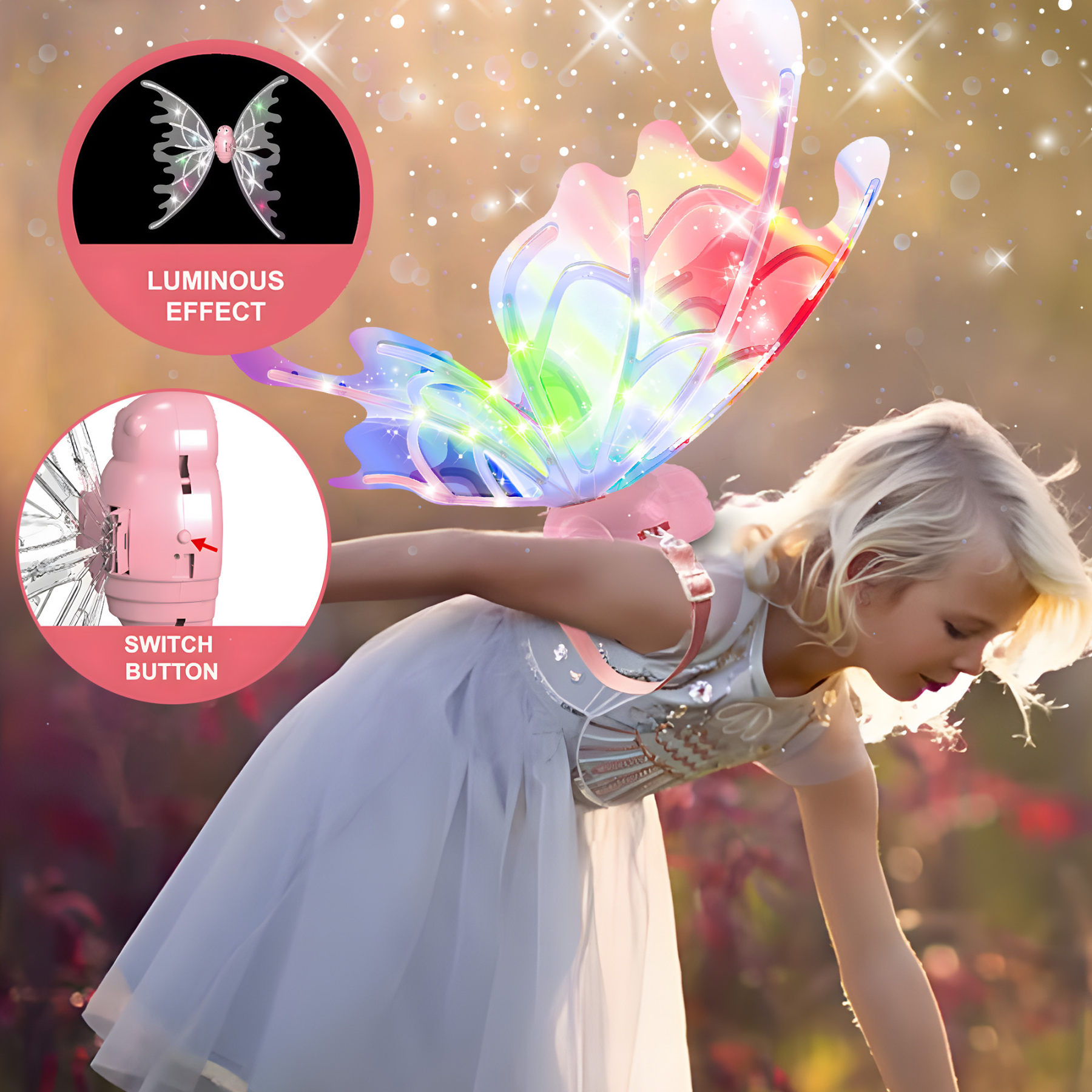 Electric Fairy Butterfly Wings with LED Lights and Music