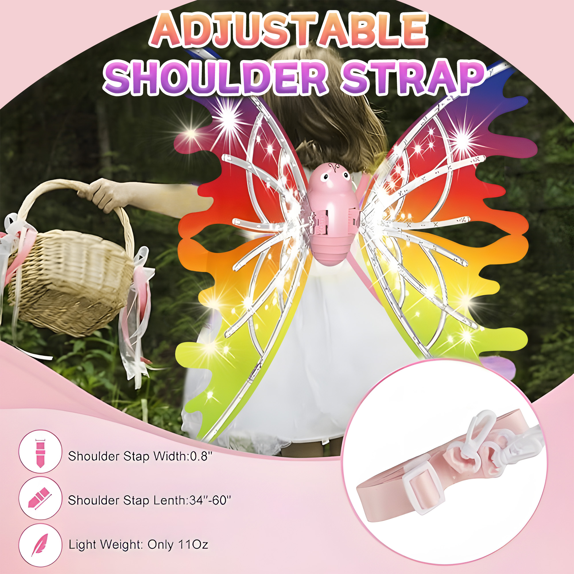 Electric Fairy Butterfly Wings with LED Lights and Music