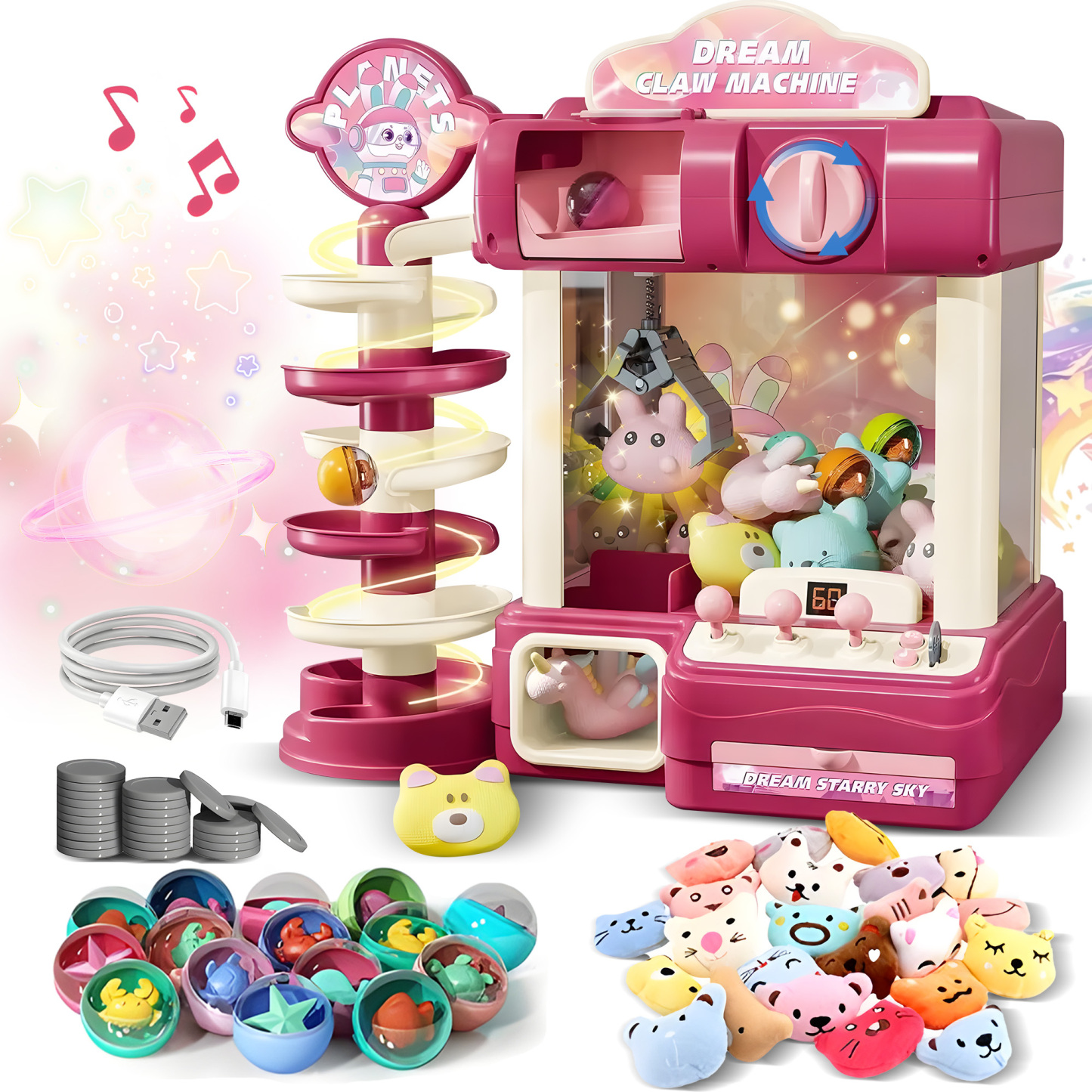 2 in 1 Big Claw Machine for Kids