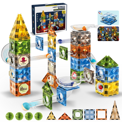 Glowing Magnetic Marble Run Set 142PCS