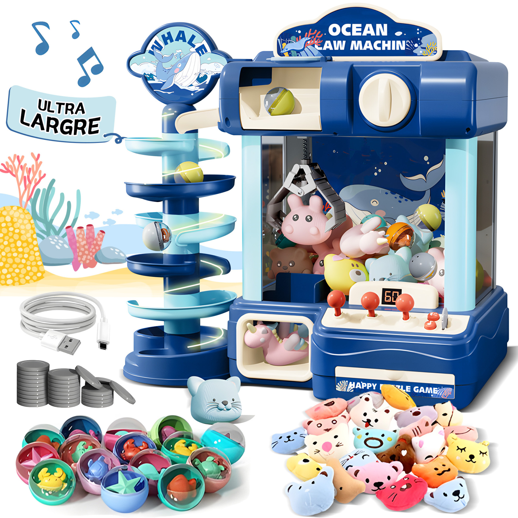 2 in 1 Big Claw Machine for Kids