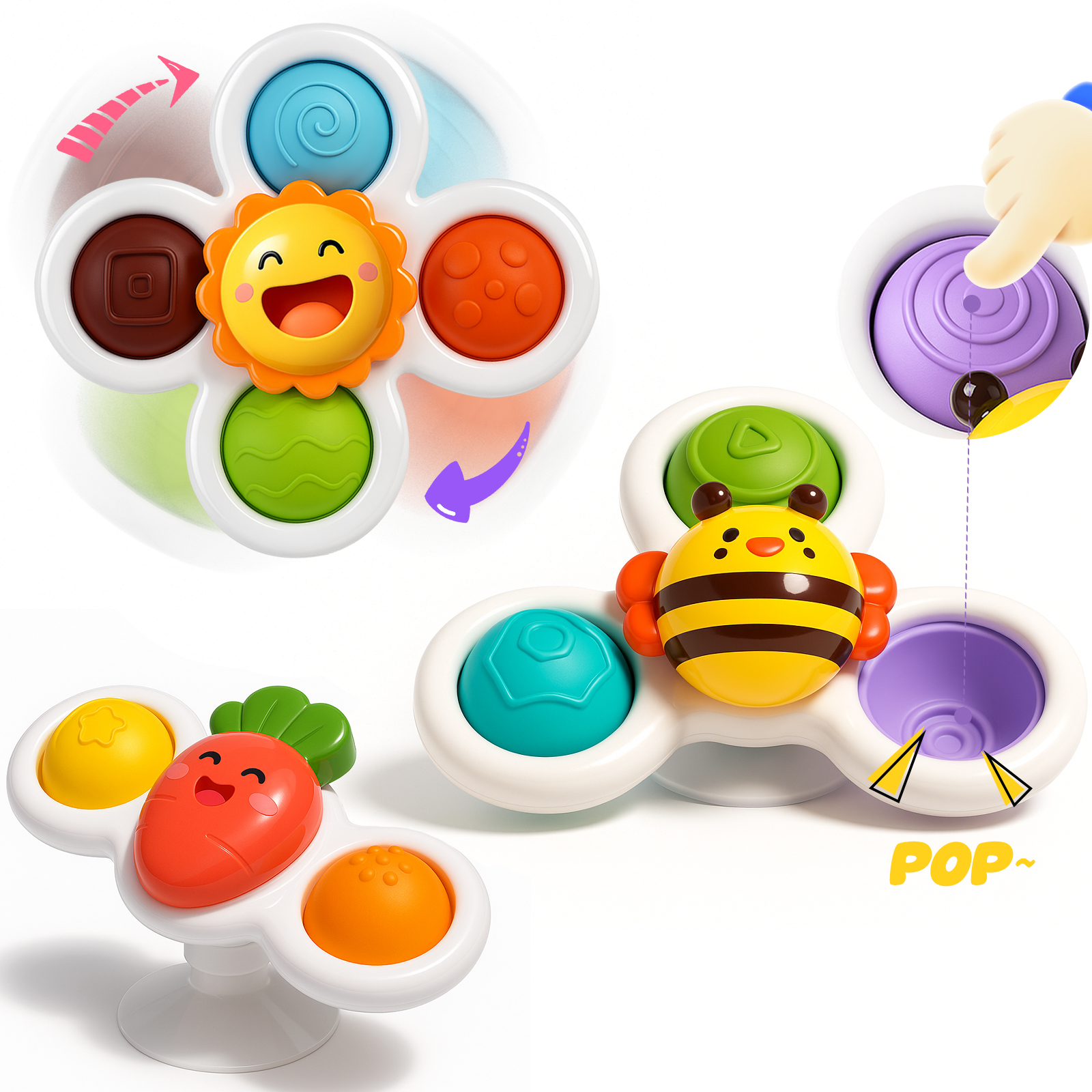 Suction Cup Rotating Sensory Bath Toys