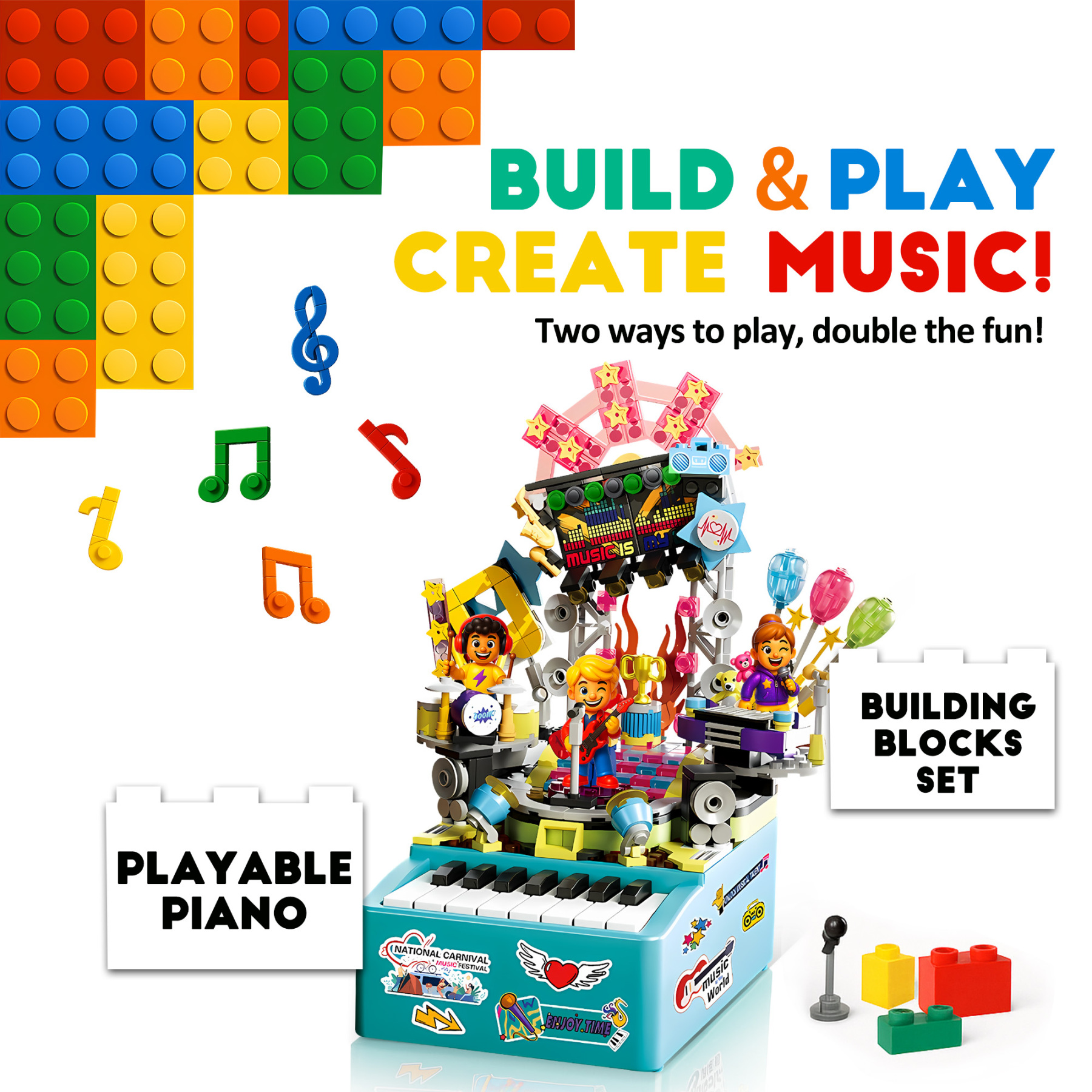 STEM Piano Music Building Block Set with Light & Sound