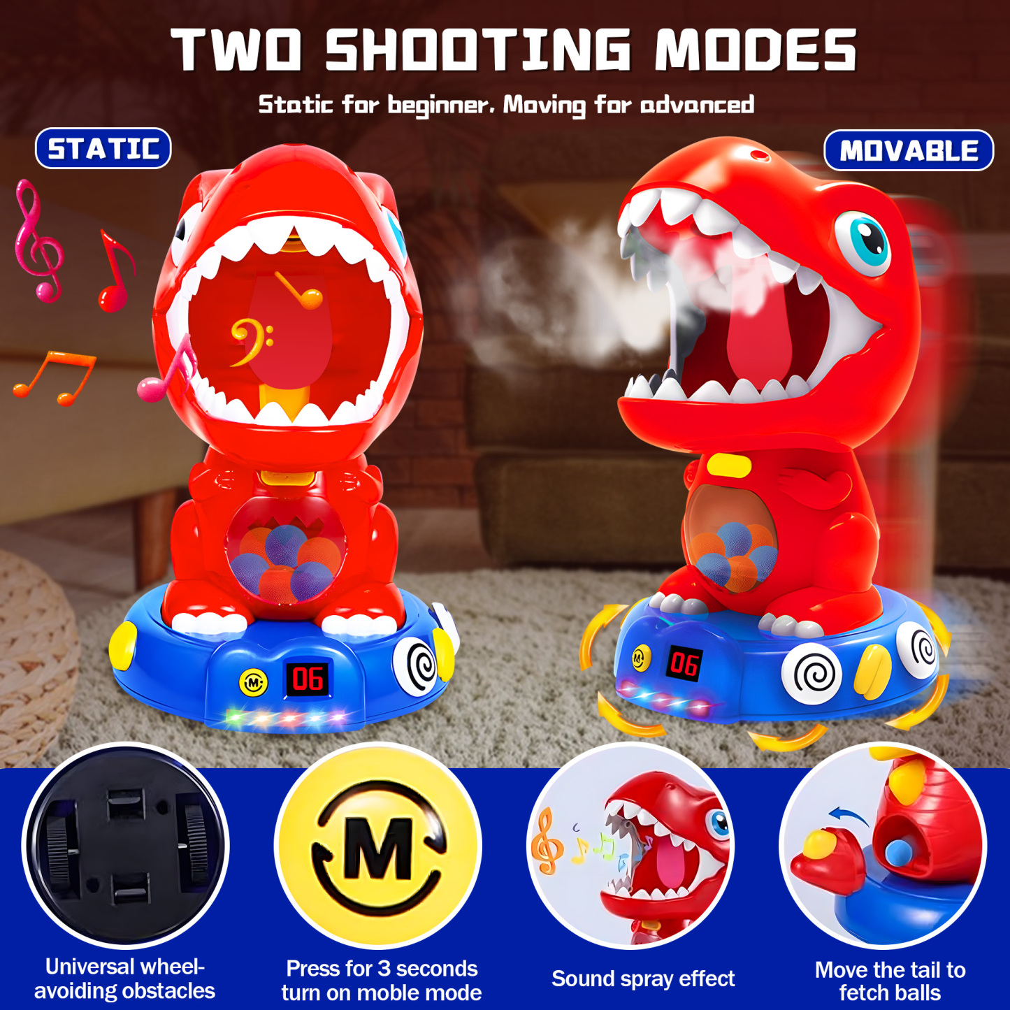 Movable Dinosaur Shooting Toys