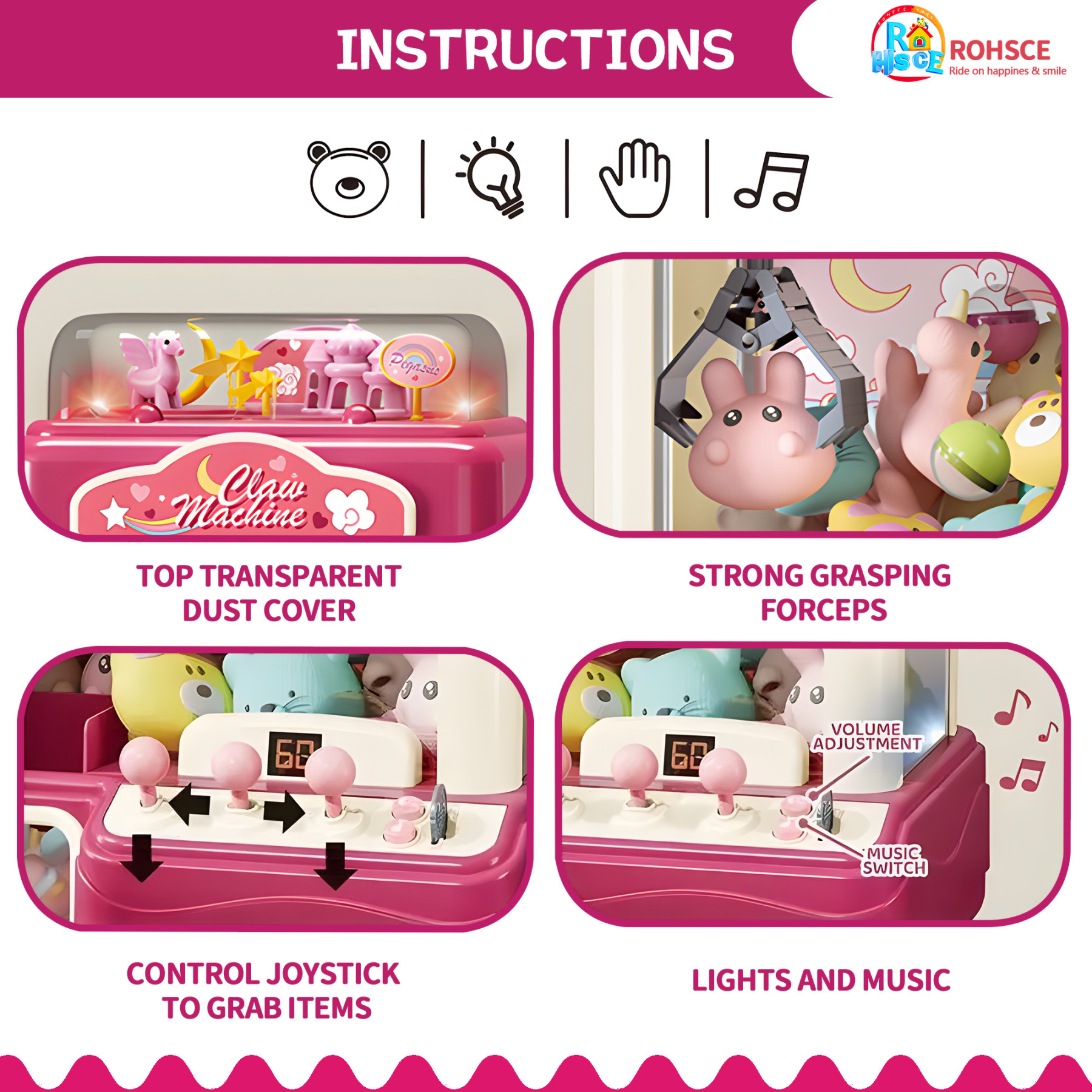 Interactive Claw Toy Arcade Machine with Prizes