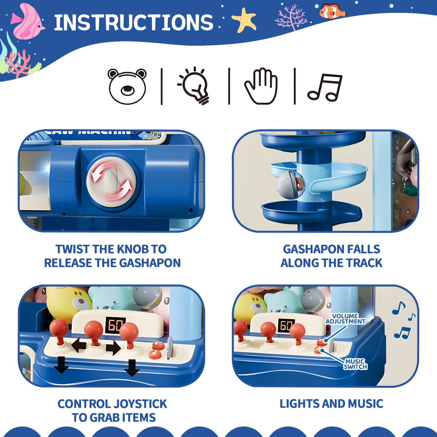 2 in 1 Big Claw Machine for Kids