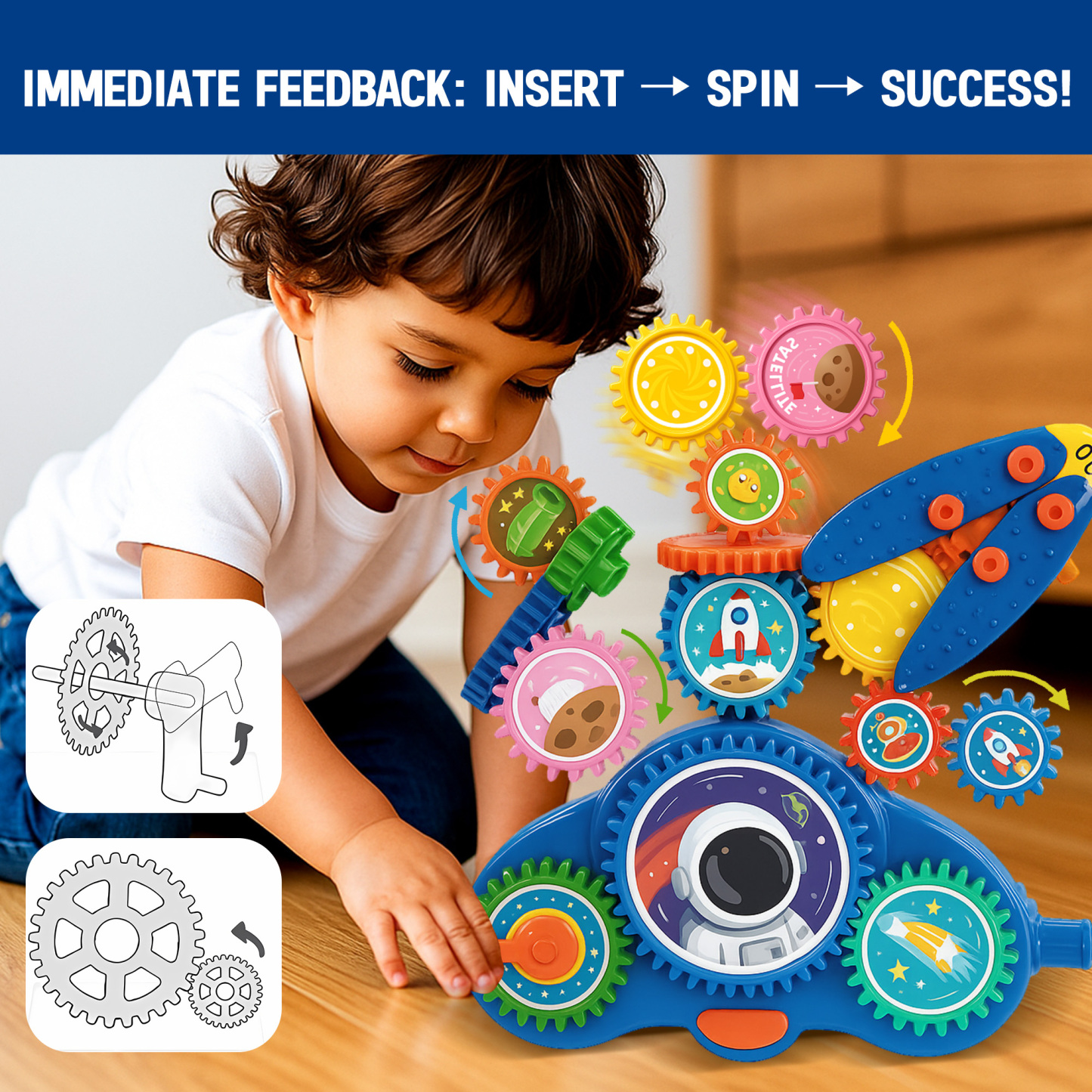 Motorized Spinning Gear Building Toys for Kids