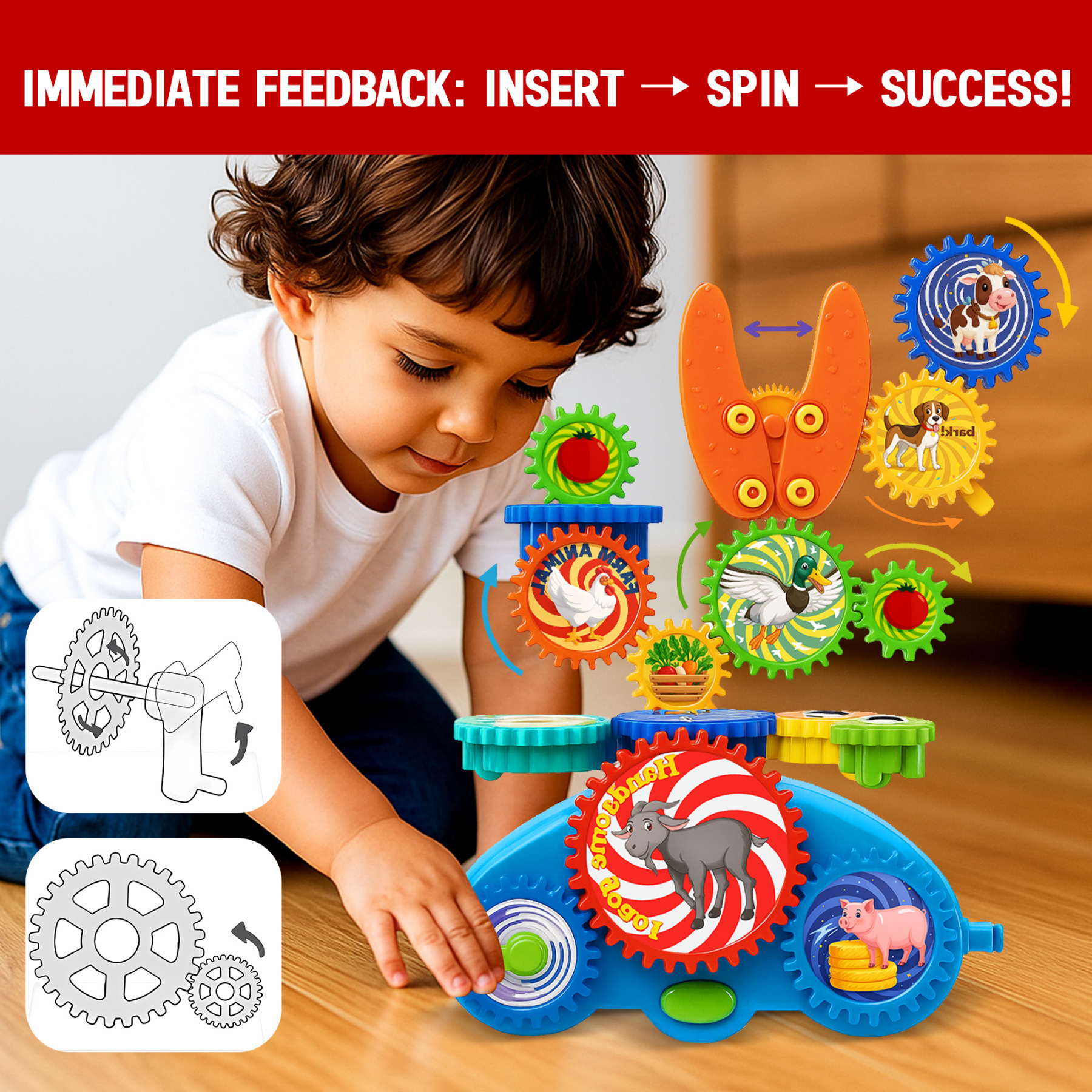 Animal Themed Motorized Gear Toys for Toddlers