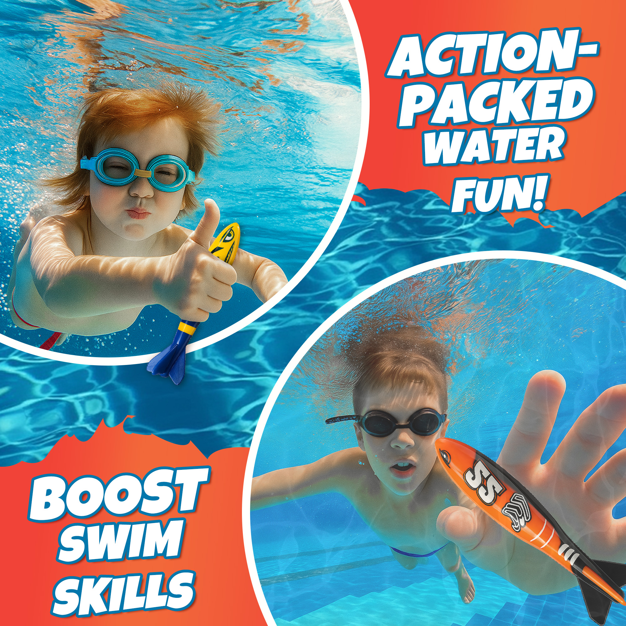 4 Pieces Torpedo Shark Diving Toys