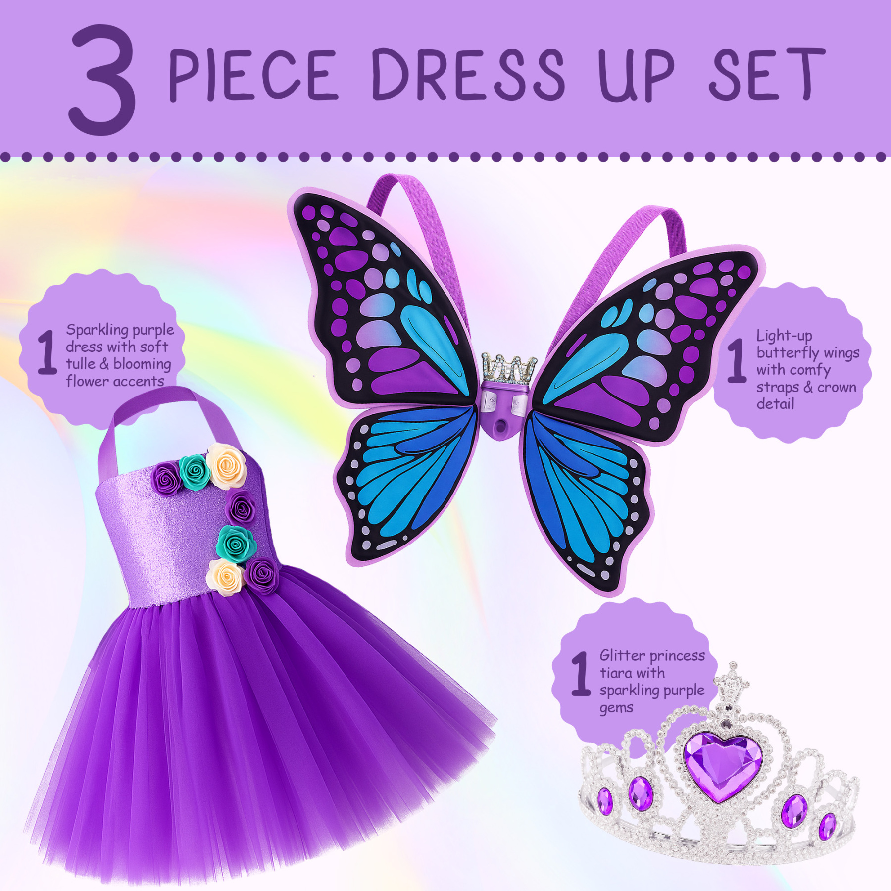 Princess Light Up Dress with LED Butterfly Wings