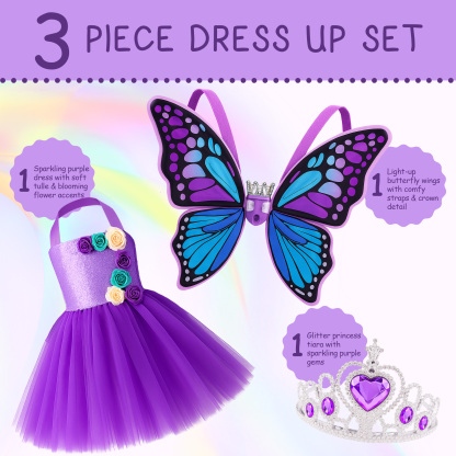 Princess Light Up Dress with LED Butterfly Wings