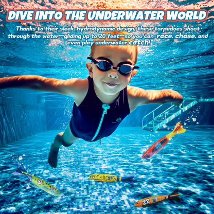 4 Pieces Torpedo Shark Diving Toys