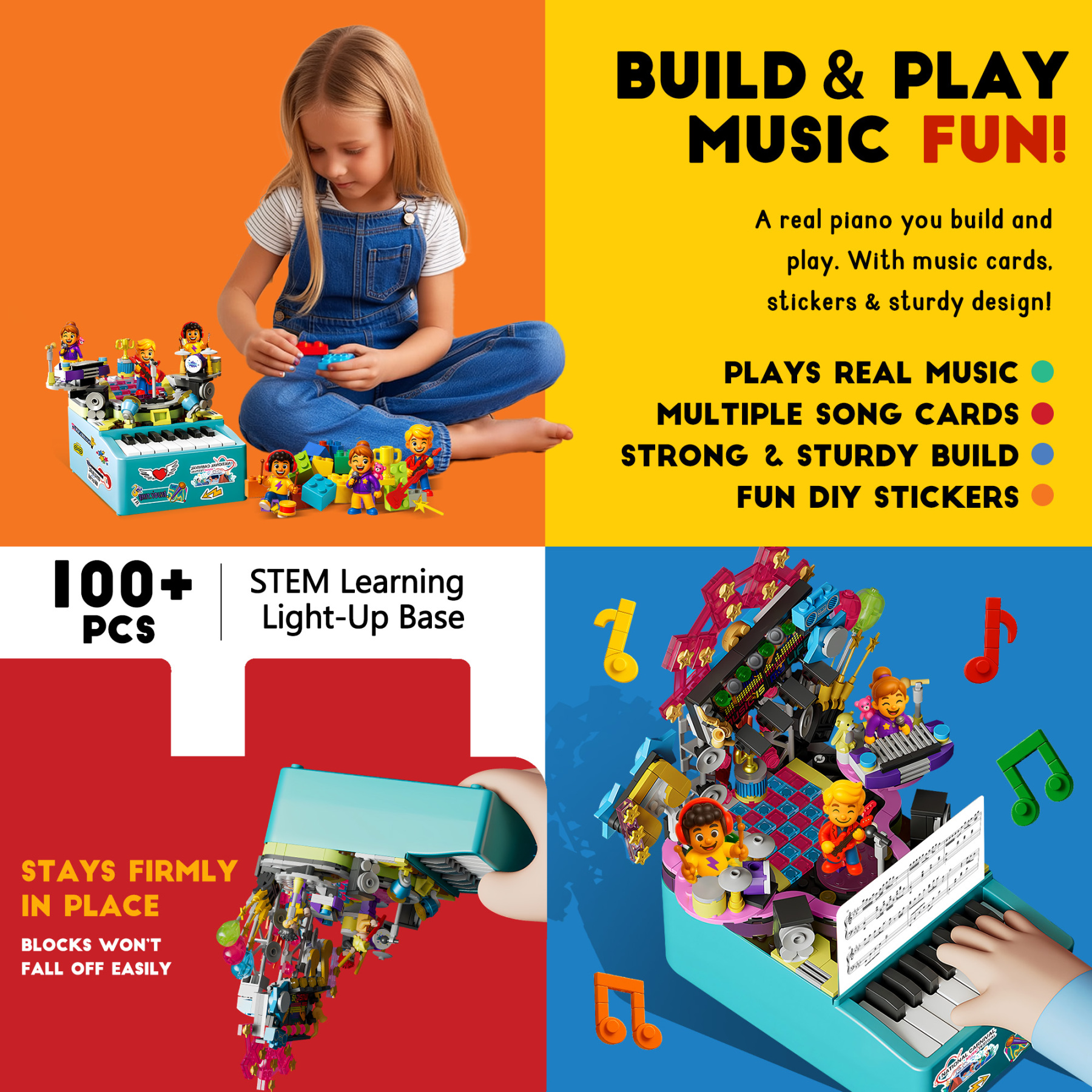 STEM Piano Music Building Block Set with Light & Sound