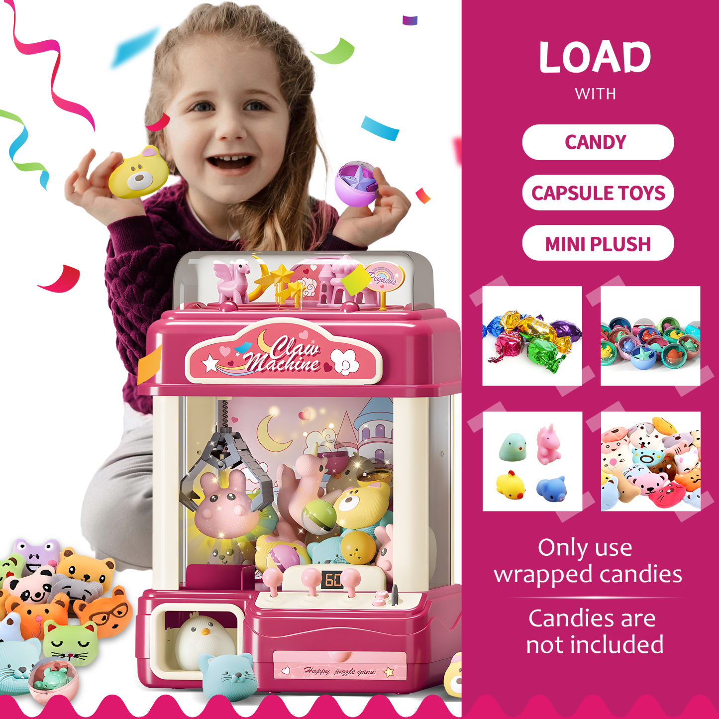 Interactive Claw Toy Arcade Machine with Prizes