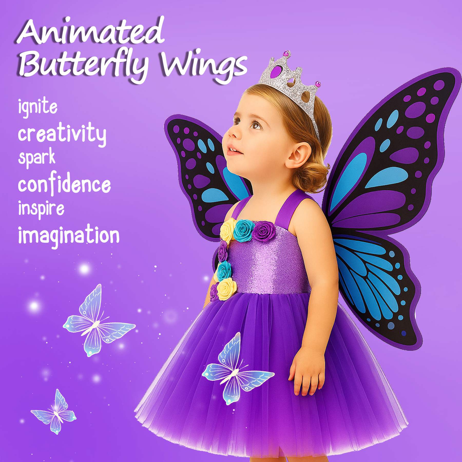 Princess Light Up Dress with LED Butterfly Wings