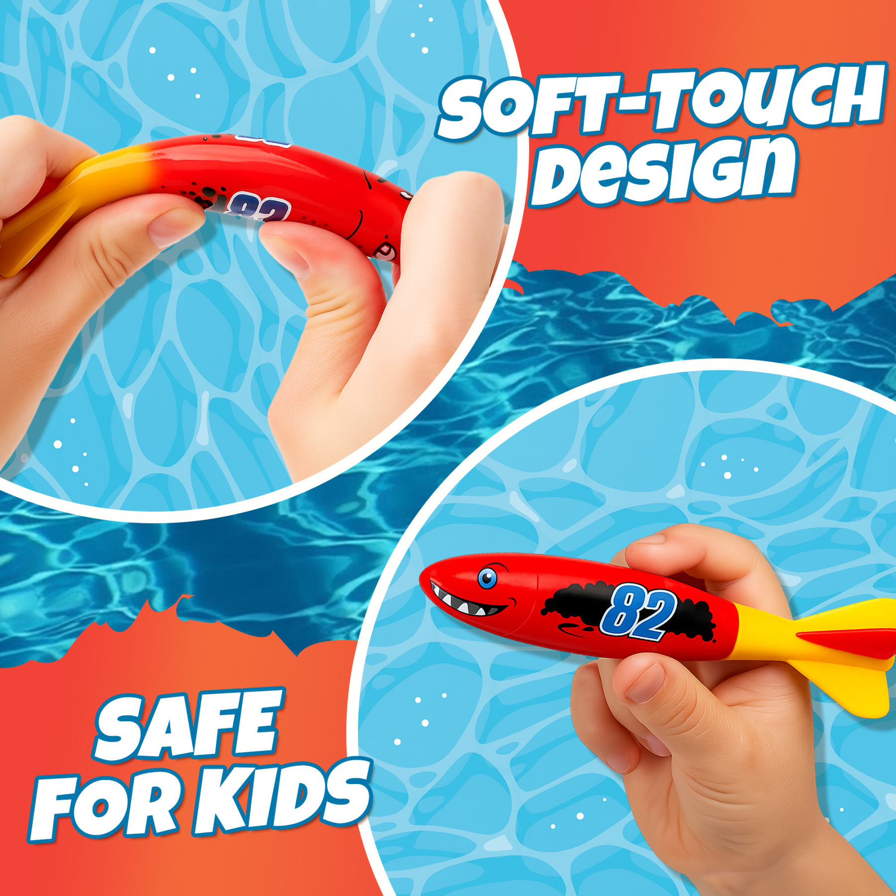 4 Pieces Torpedo Shark Diving Toys